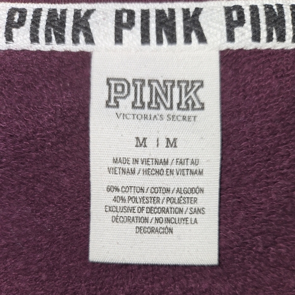 PINK VS Graphic Sweatshirt Quarter Half-Zip Pullover Black Orchid Medium - Picture 3 of 7